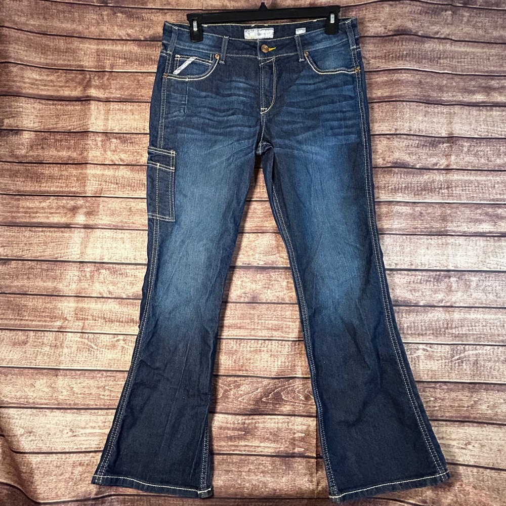 Ariat Rebar Riveter Womens Mid Rise Bootcut Jeans Dark Wash Carpenter 33R